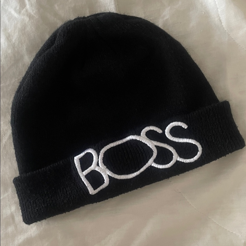 BOSS Black Cuffed Beanie Hat • Toque